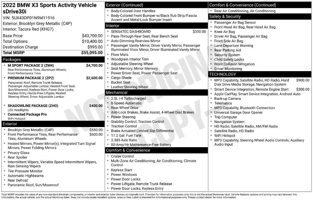 2022 BMW X3 sDrive30i
